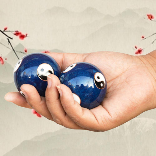 Artisan d'Asie 0 Red 2Pcs/Pair Meditation Ball Dragon Phoenix Pattern Hand Finger Exercise Stress Relief Baoding Balls Yin Yang Fitness Handball