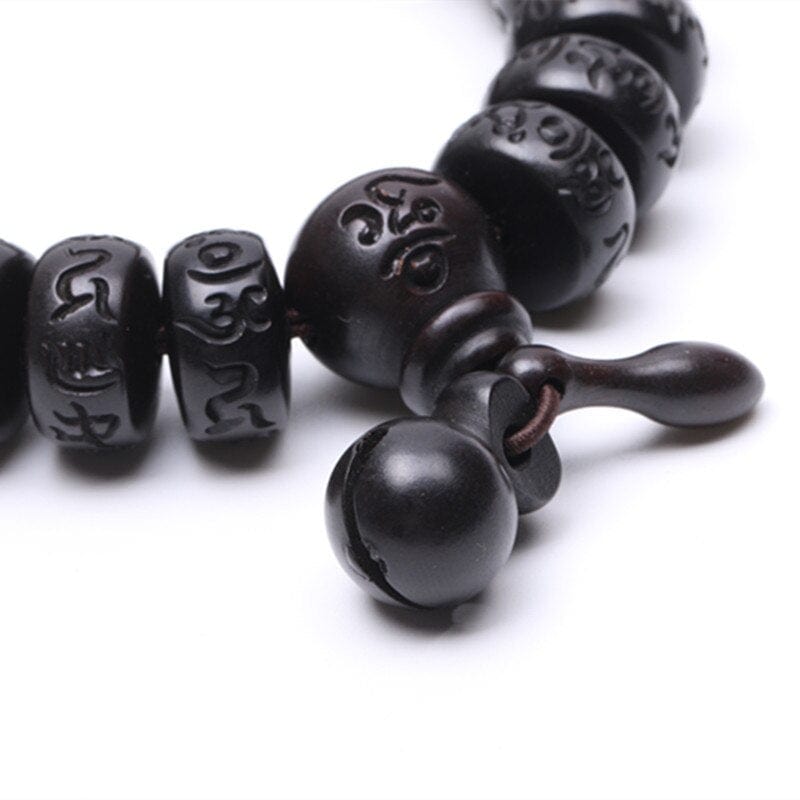 Artisan d'Asie 0 Sennier Hand carved real peach wood beads bracelet  Buddha bracelets for men women