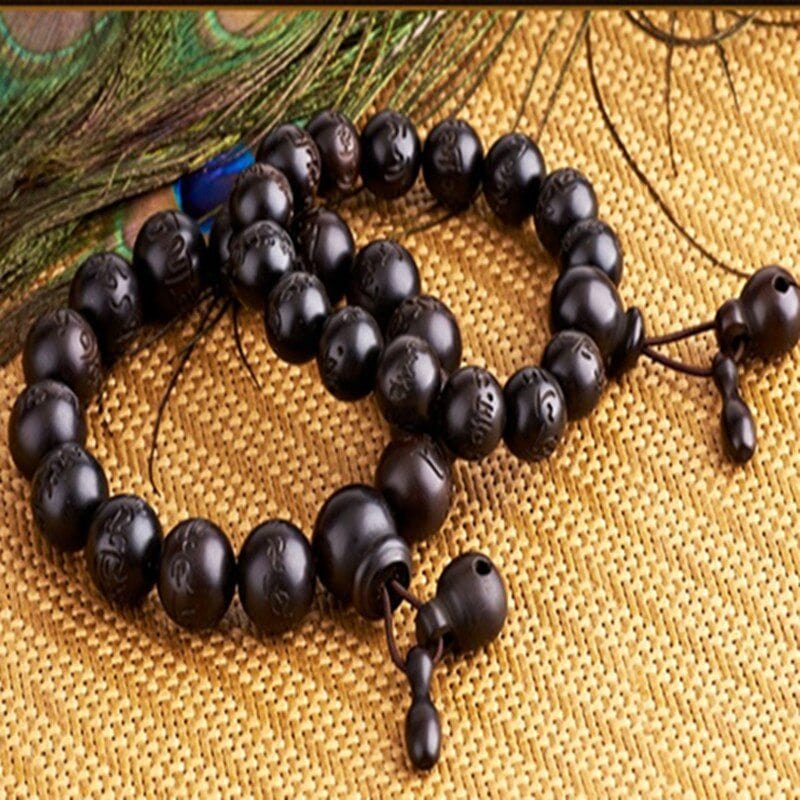 Artisan d'Asie 0 Sennier Hand carved real peach wood beads bracelet  Buddha bracelets for men women
