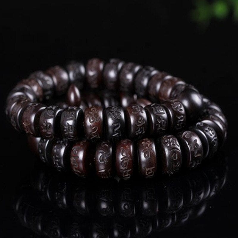 Artisan d'Asie 0 Sennier Hand carved real peach wood beads bracelet  Buddha bracelets for men women