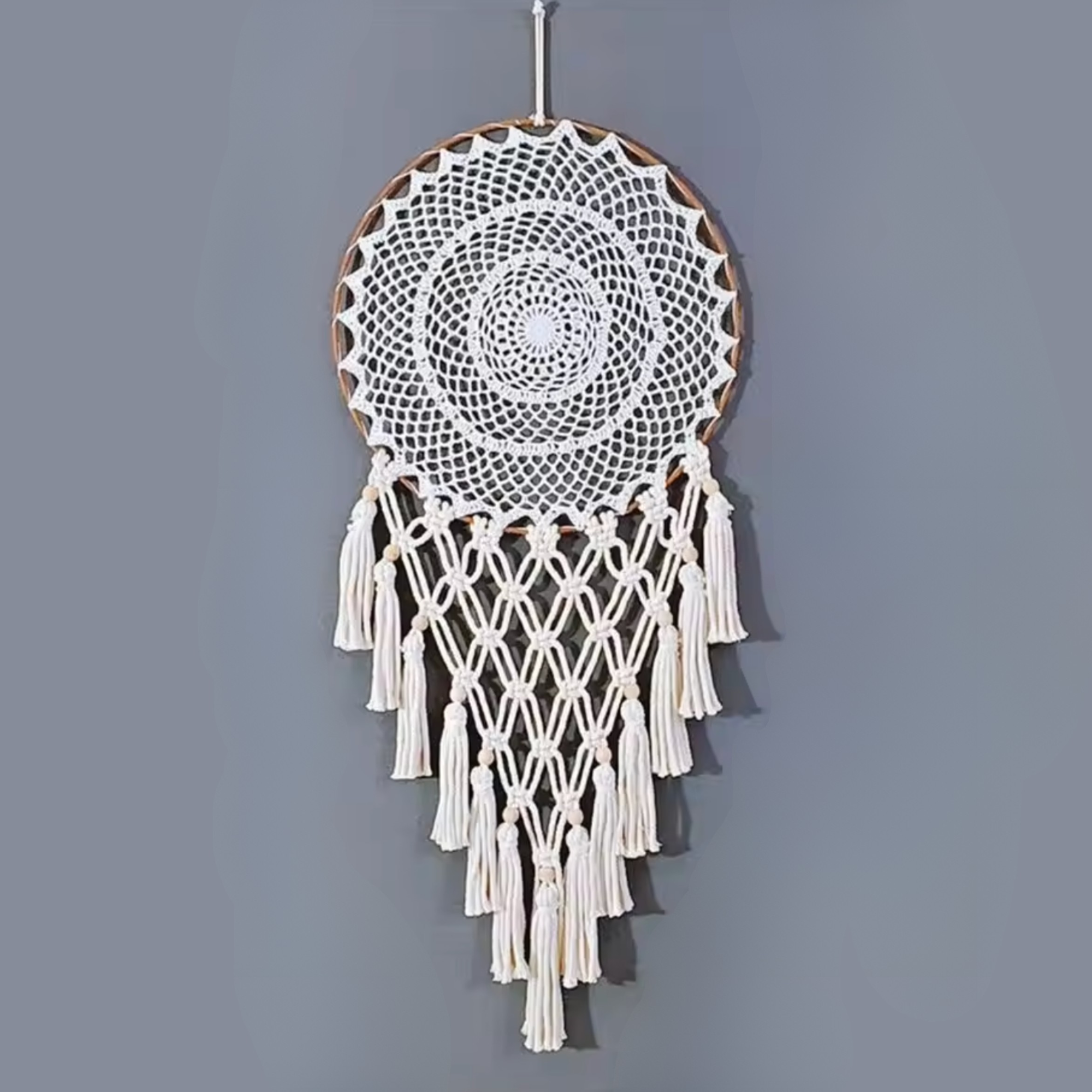 Artisan d'Asie Attrape Rêves Bohémien 1 Attrape-rêves blanc cassé