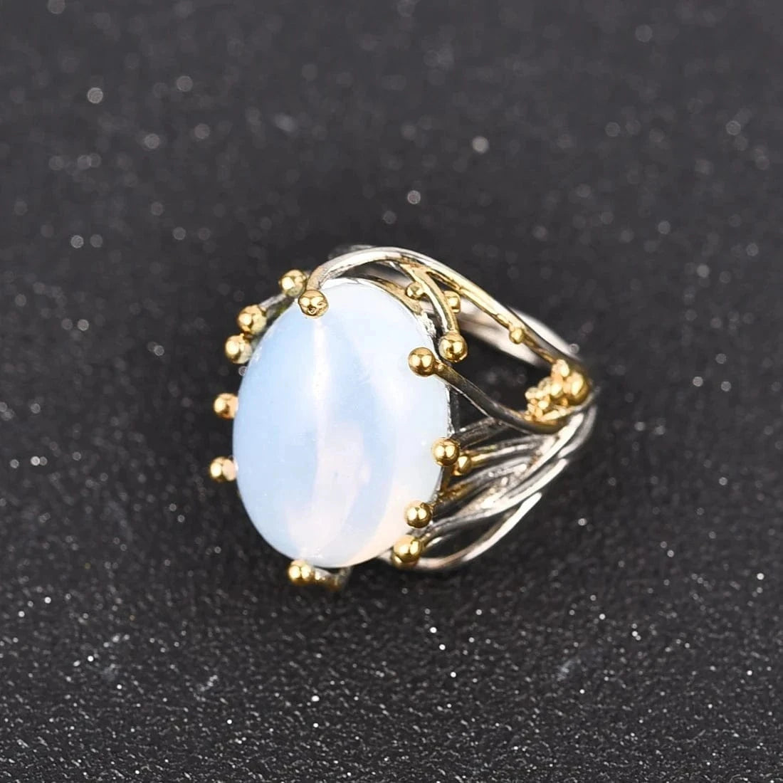 Artisan d'Asie Bagues Bague en Pierre de Lune et Argent S925