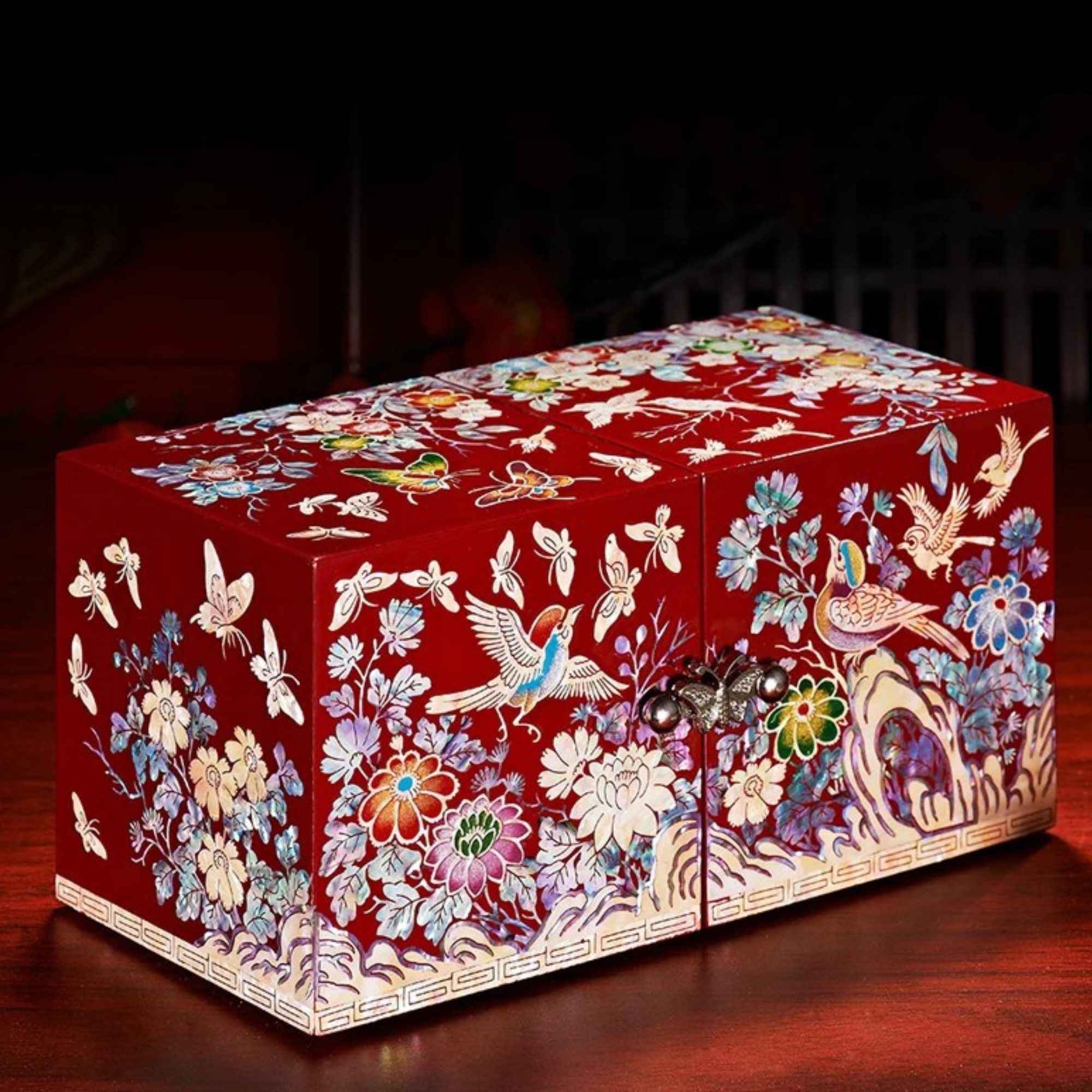 Artisan d'Asie Boites & Coffrets Chinois Boîte à bijoux chinoise en nacre et bois laqué