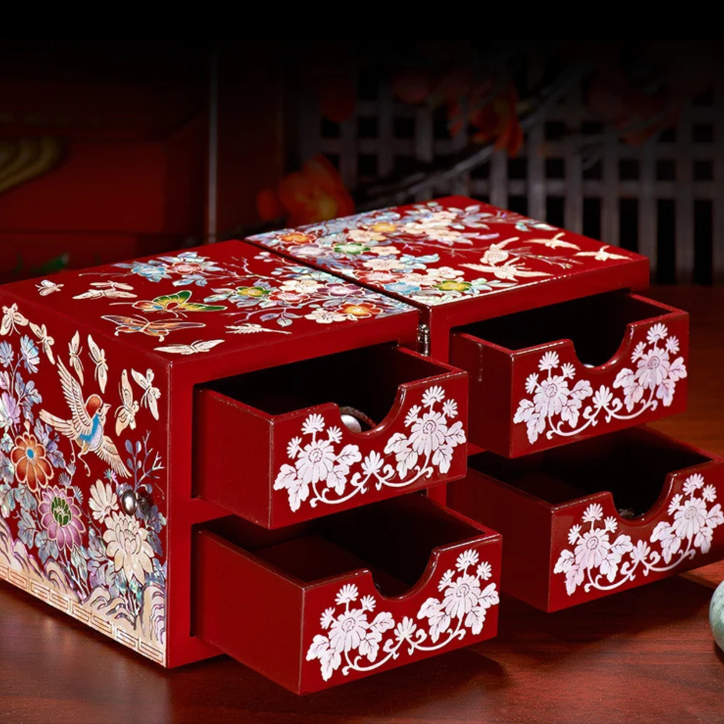 Artisan d'Asie Boites & Coffrets Chinois Boîte à bijoux chinoise en nacre et bois laqué