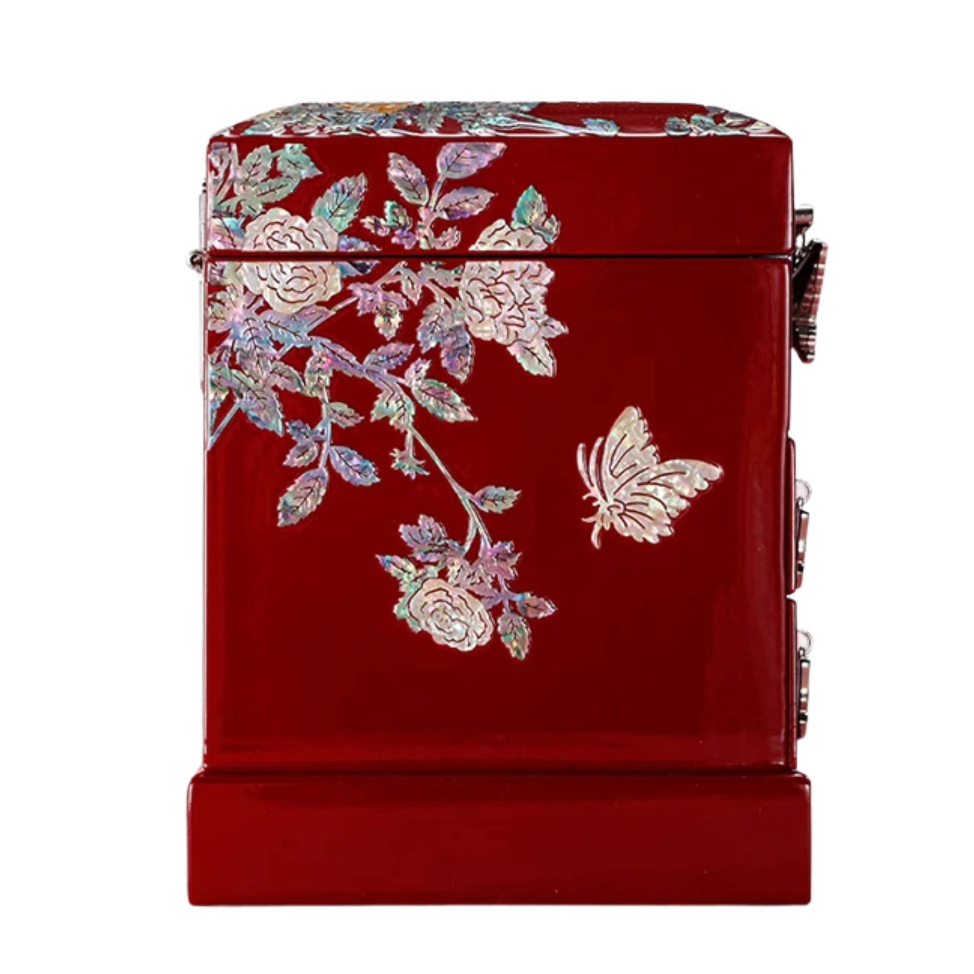 Artisan d'Asie Boites & Coffrets Chinois Boîte à bijoux chinoise fleurie en nacre et bois laqué