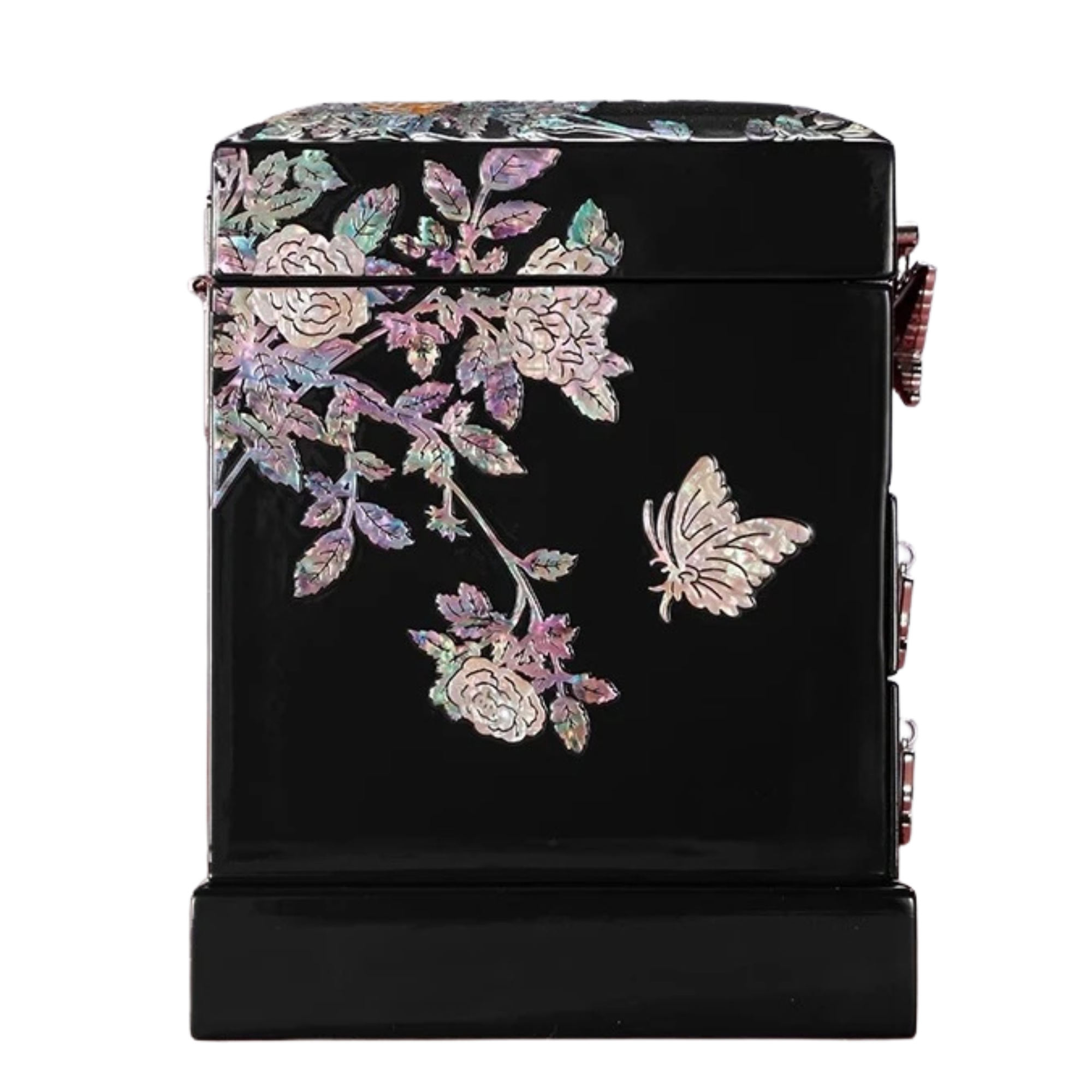 Artisan d'Asie Boites & Coffrets Chinois Boîte à bijoux chinoise fleurie en nacre et bois laqué