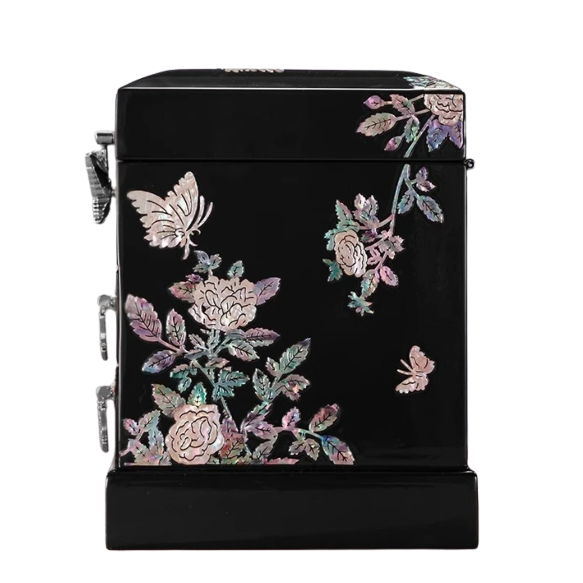 Artisan d'Asie Boites & Coffrets Chinois Boîte à bijoux chinoise fleurie en nacre et bois laqué