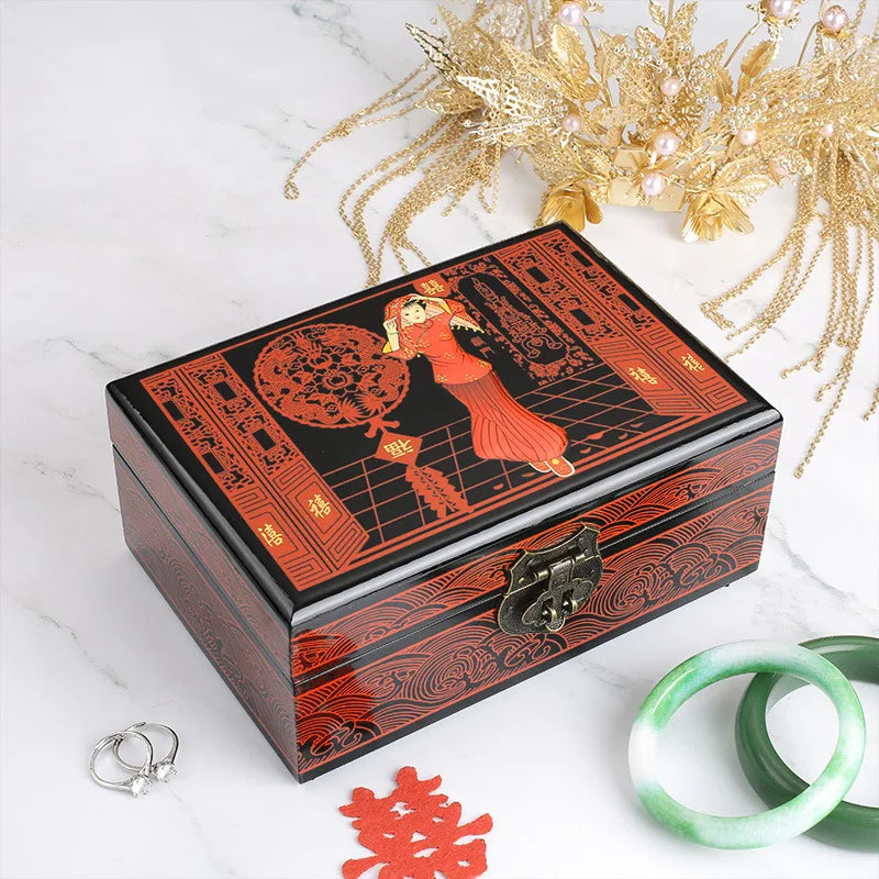Artisan d'Asie Boites & Coffrets Chinois Mariée en robe chinoise 2 Boîte chinoise en bois laqué - Mariée en robe chinoise