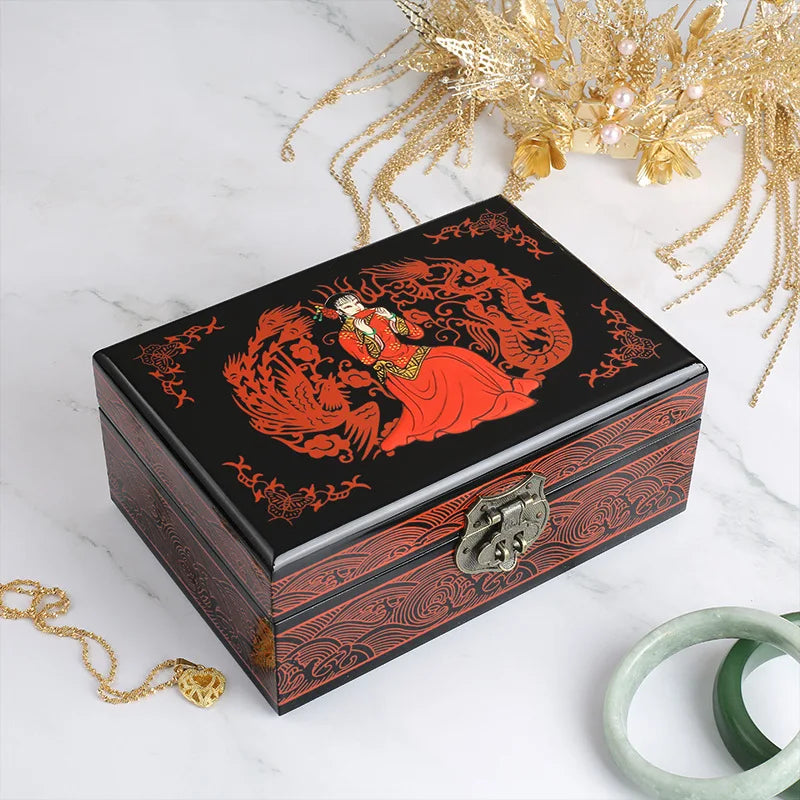 Artisan d'Asie Boites & Coffrets Chinois Mariée en robe chinoise 3 Boîte chinoise en bois laqué - Mariée en robe chinoise