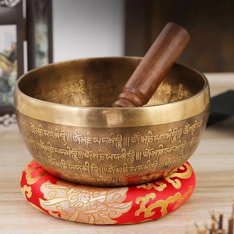 Artisan d'Asie Bol Chantant Bol chantant en cuivre inscriptions bouddhistes
