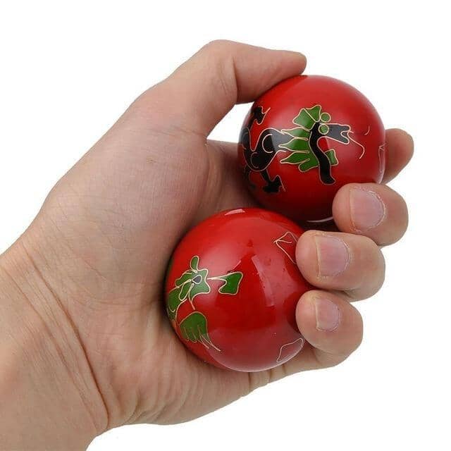 Artisan d'Asie Boules Qi-Gong Rouge Boules de Qi Gong à Motif Dragon - Boules de Santé Chinoises (3 coloris)