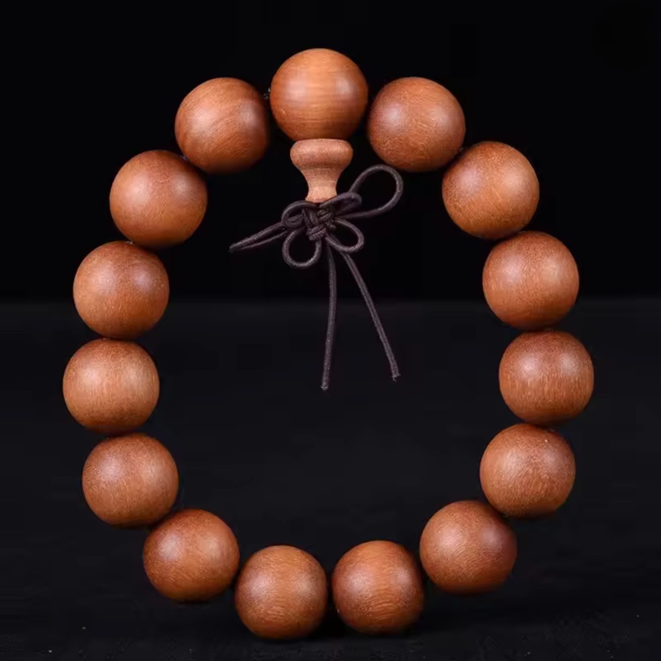 Artisan d'Asie Bracelets Malas 15mm Bracelet mala en bois de santal brun premium