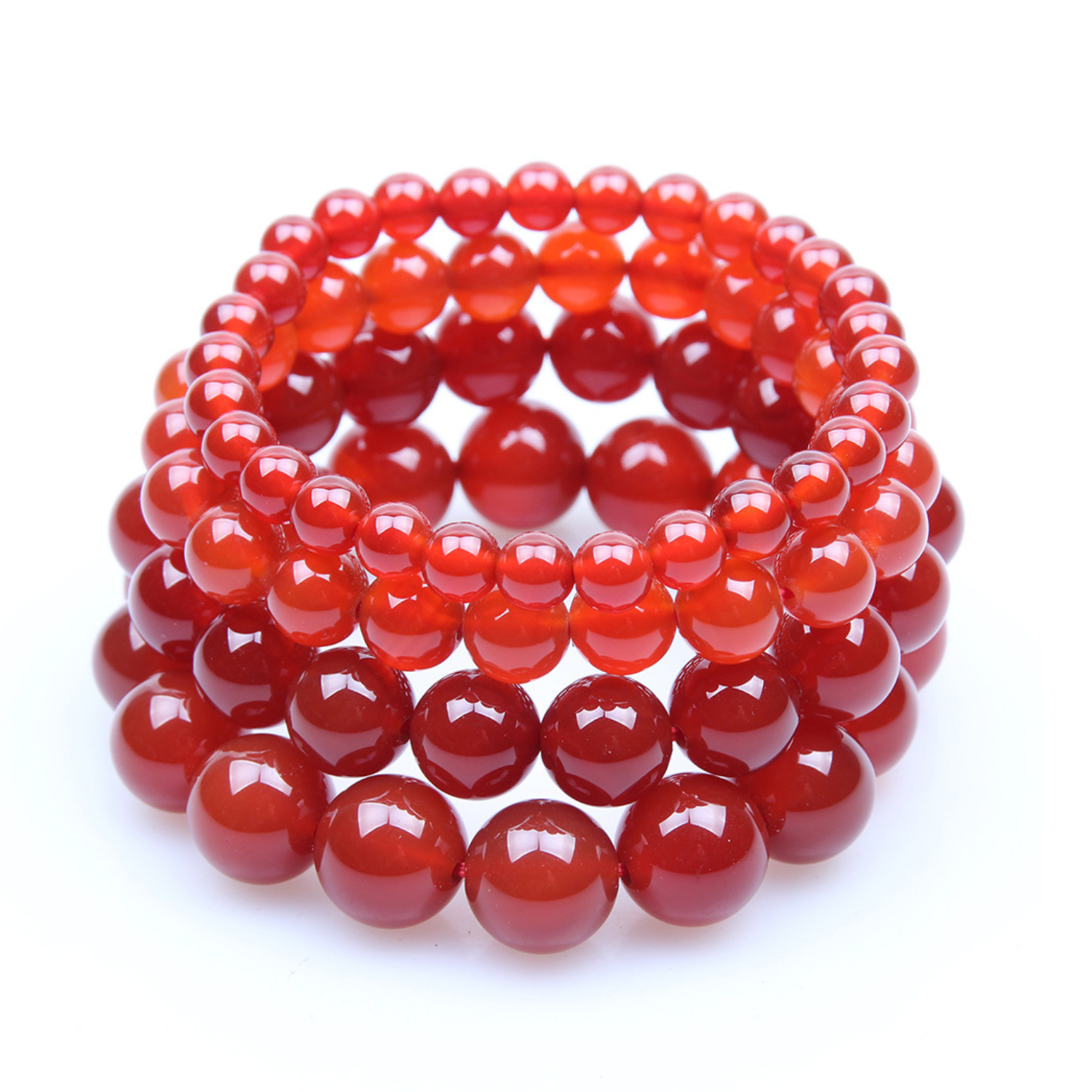Artisan d'Asie Bracelets Malas 6mm Bracelet Mala en pierre d’agate rouge – Bijou artisanal d’ancrage et de confiance