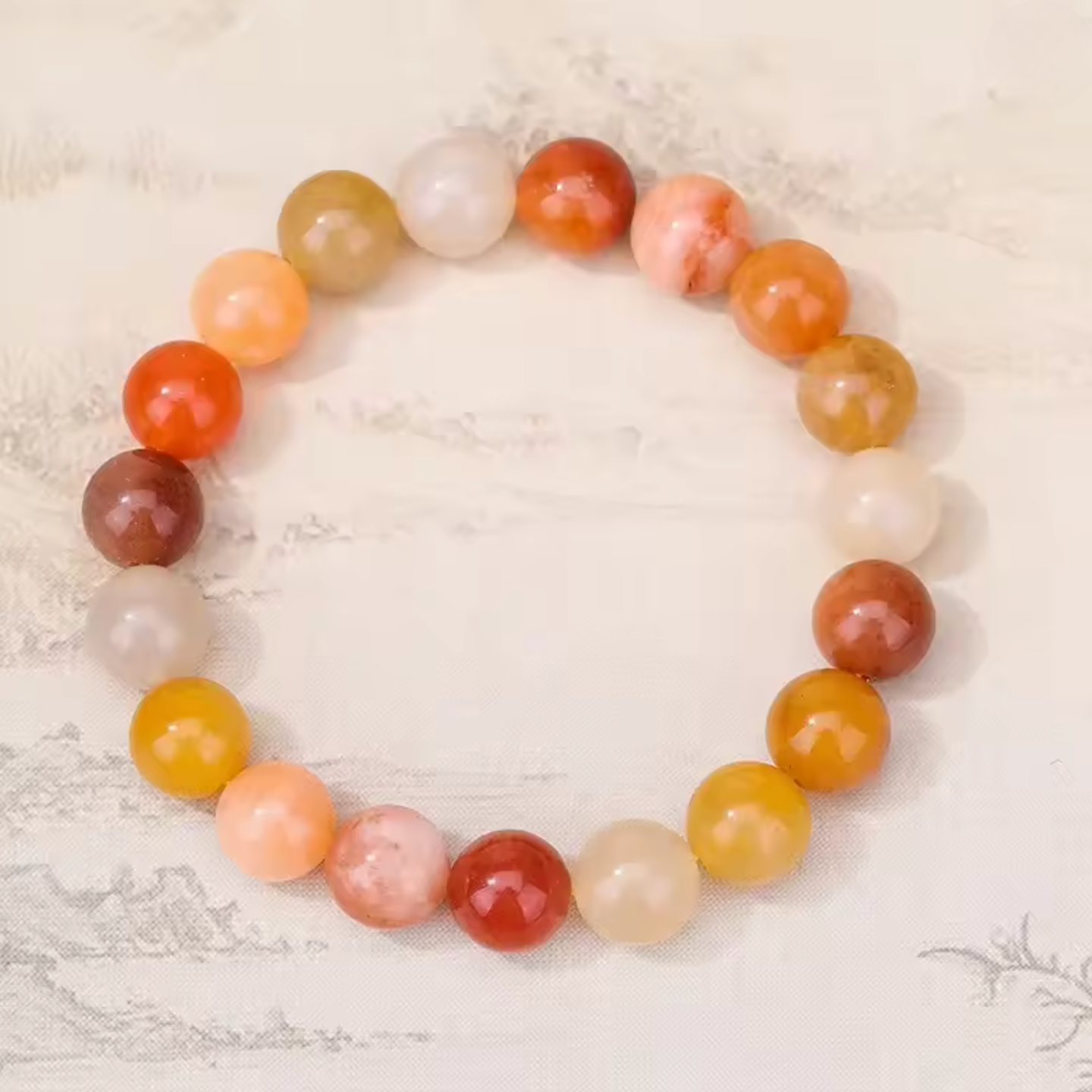 Artisan d'Asie Bracelets Malas Bracelet mala en pierre d'agate rouge et blanche