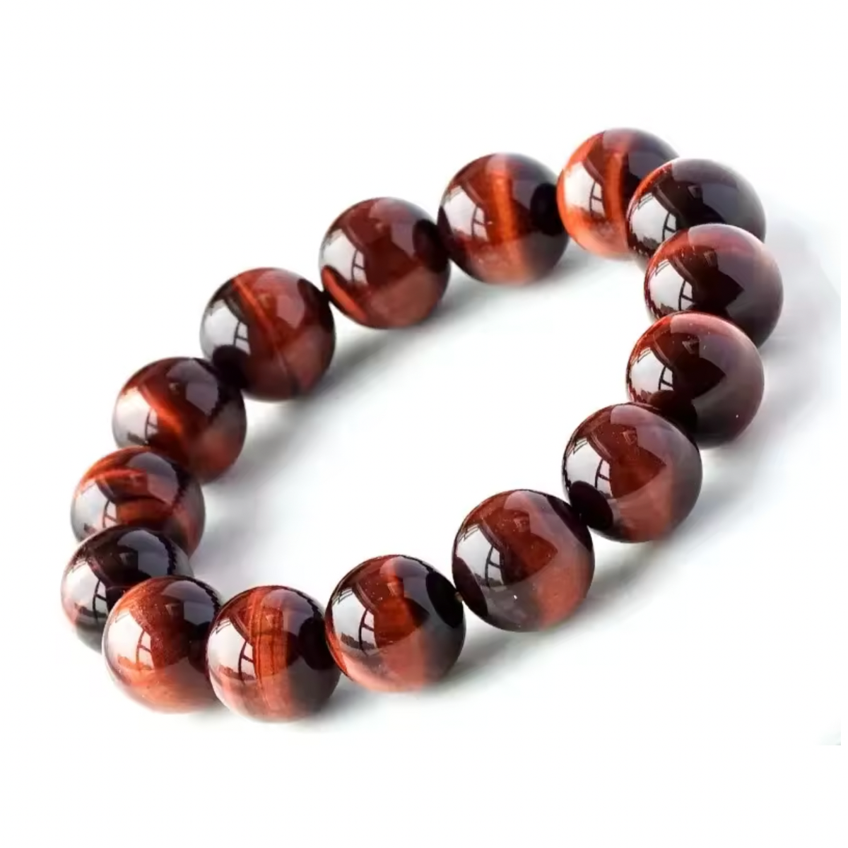Artisan d'Asie Bracelets Malas Bracelet mala en pierre d'oeil de tigre rouge