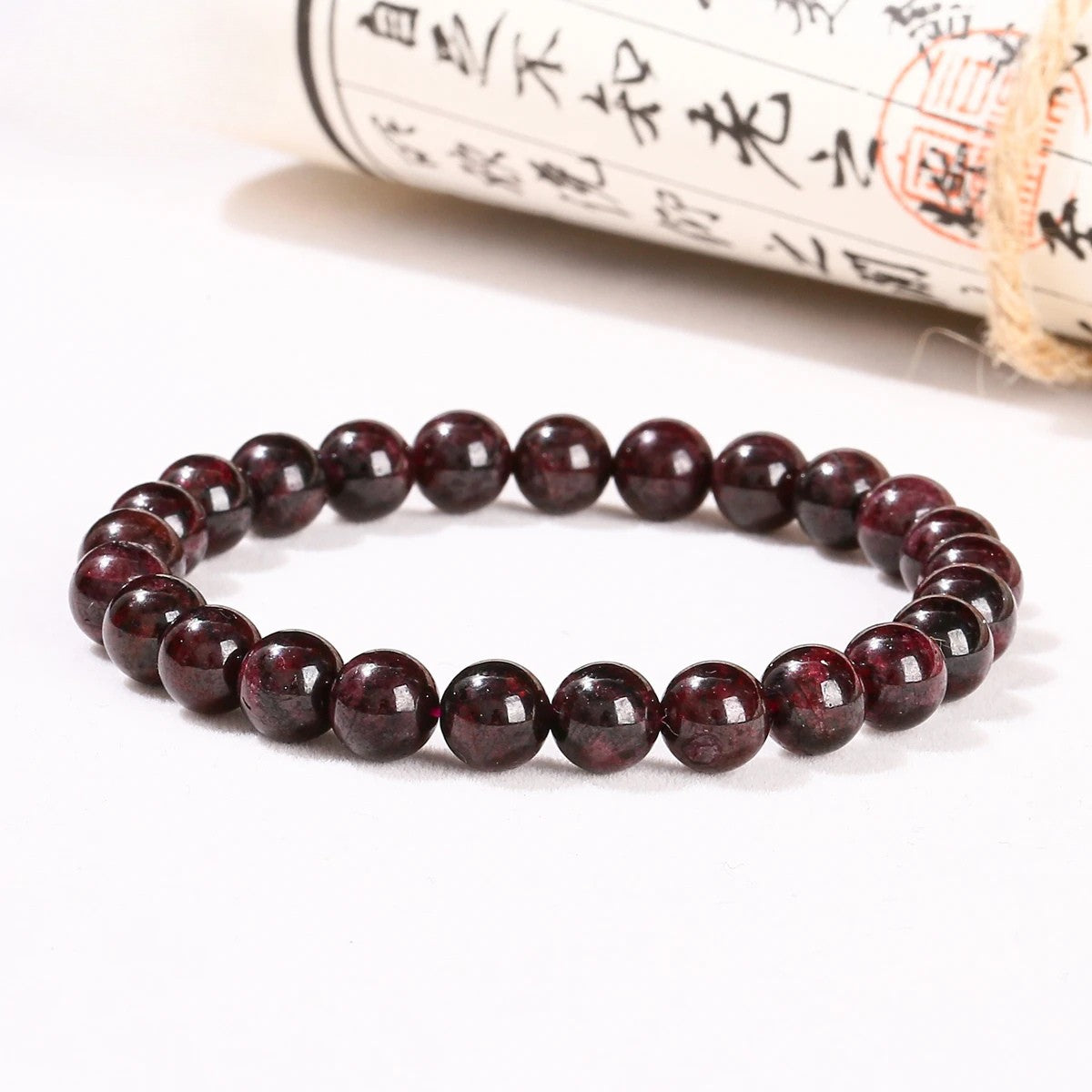 Artisan d'Asie Bracelets Malas Bracelet mala en pierre de grenat