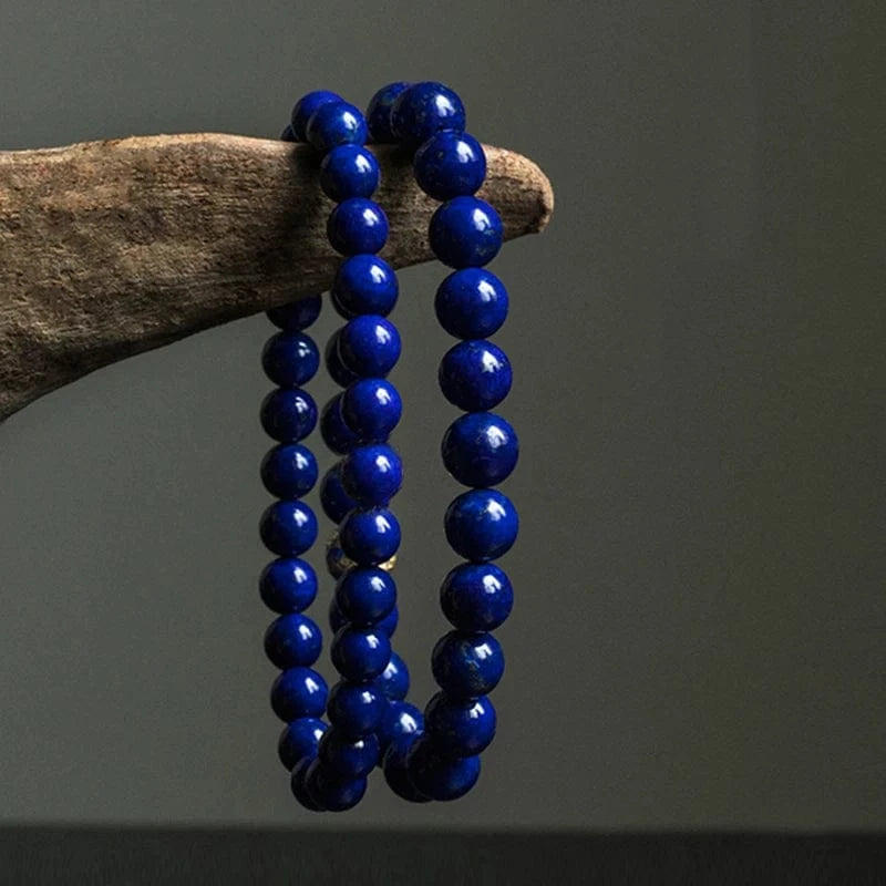 Artisan d'Asie Bracelets Malas Bracelet mala en pierre de lapis lazuli