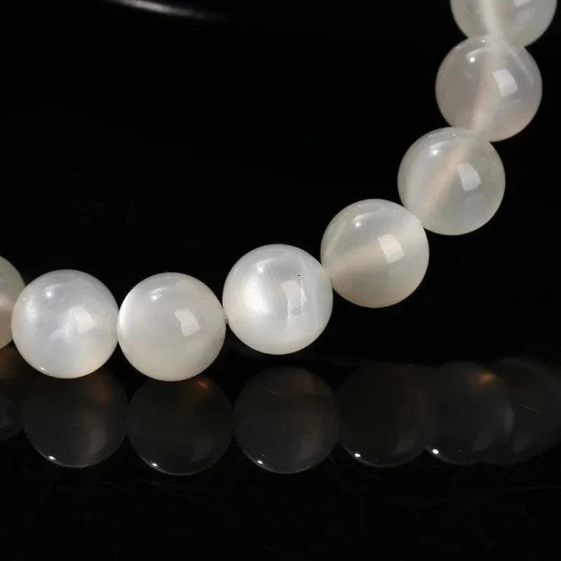 Artisan d'Asie Bracelets Malas Bracelet Mala en Pierre de Lune Blanche