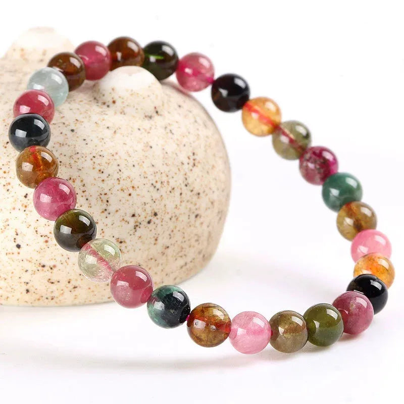 Artisan d'Asie Bracelets Malas Bracelet Mala en Tourmaline Multicolore