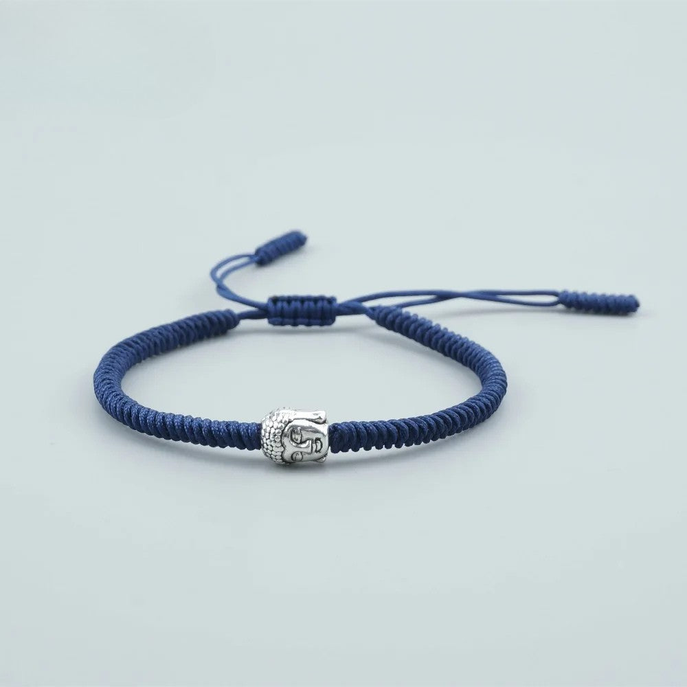 Artisan d'Asie Bracelets Tressés Tibétains Bleu Bracelet tressé tibétain tête de Bouddha