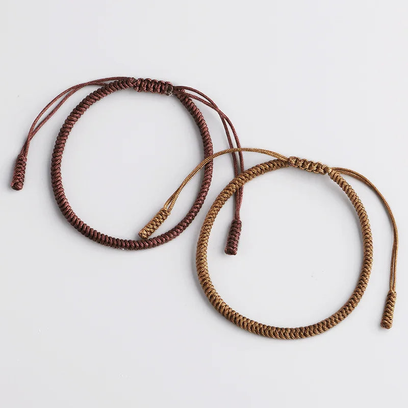 Artisan d'Asie Bracelets Tressés Tibétains Bracelet tressé tibétain marron