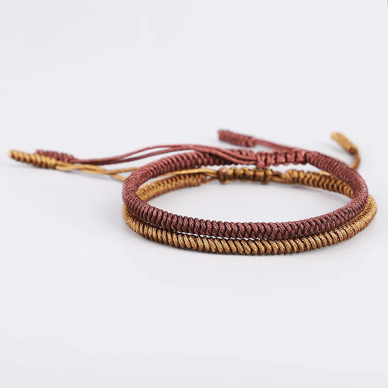 Artisan d'Asie Bracelets Tressés Tibétains Bracelet tressé tibétain marron