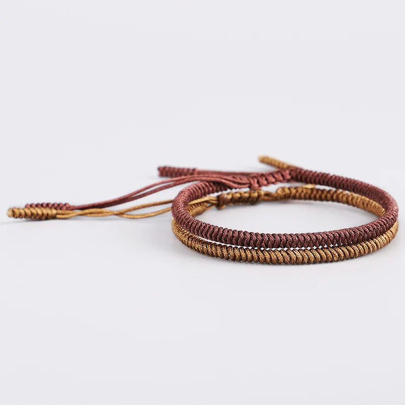Artisan d'Asie Bracelets Tressés Tibétains Bracelet tressé tibétain marron