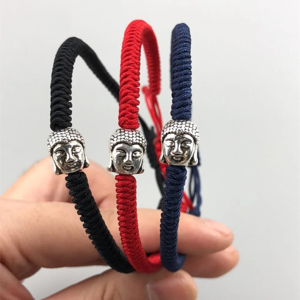 Artisan d'Asie Bracelets Tressés Tibétains Lot des 3 bracelets Bracelet tressé tibétain tête de Bouddha