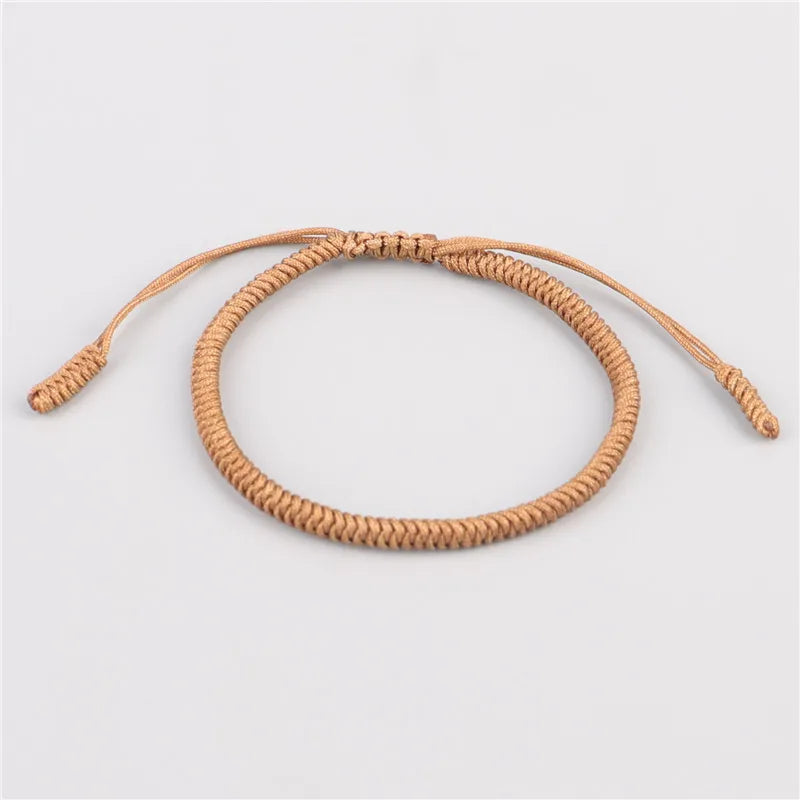 Artisan d'Asie Bracelets Tressés Tibétains Marron Clair Bracelet tressé tibétain marron