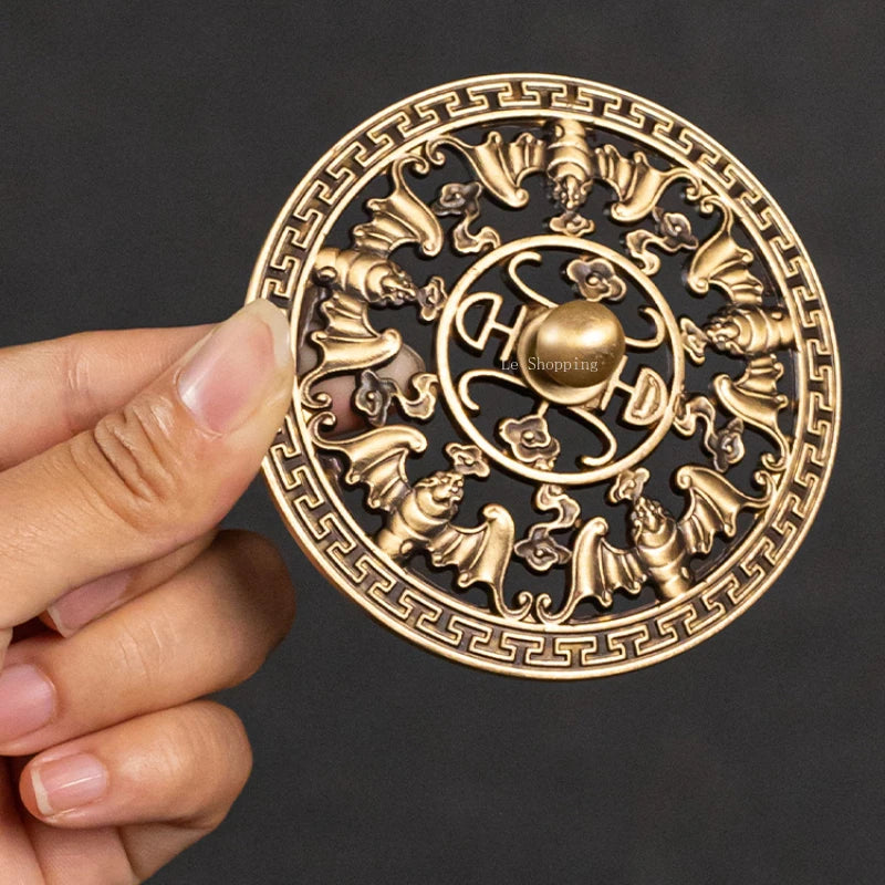 Artisan d'Asie Brûleur d’Encens Laiton Pur Gravé – Fleur de Lotus & Bénédictions 🪷