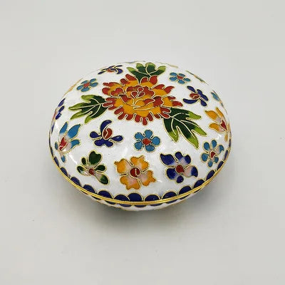 Artisan d'Asie Cloisonné Chinois Blanc Boîte chinoise en cloisonné artisanale de Beijing