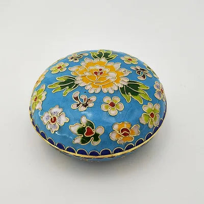 Artisan d'Asie Cloisonné Chinois Bleu Boîte chinoise en cloisonné artisanale de Beijing