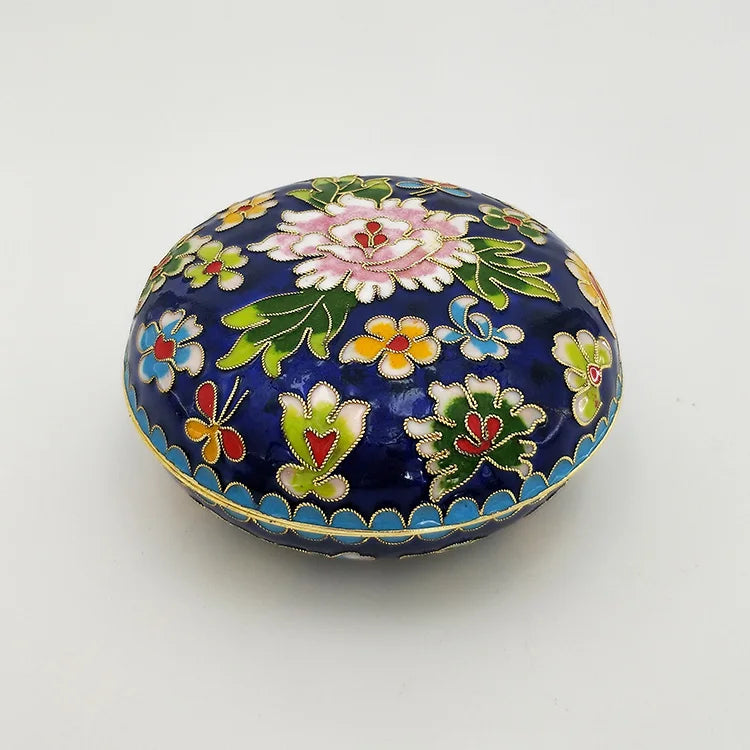 Artisan d'Asie Cloisonné Chinois Bleu foncé Boîte chinoise en cloisonné artisanale de Beijing