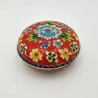 Artisan d'Asie Cloisonné Chinois Rouge Boîte chinoise en cloisonné artisanale de Beijing