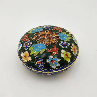 Artisan d'Asie Cloisonné Chinois Vert Boîte chinoise en cloisonné artisanale de Beijing