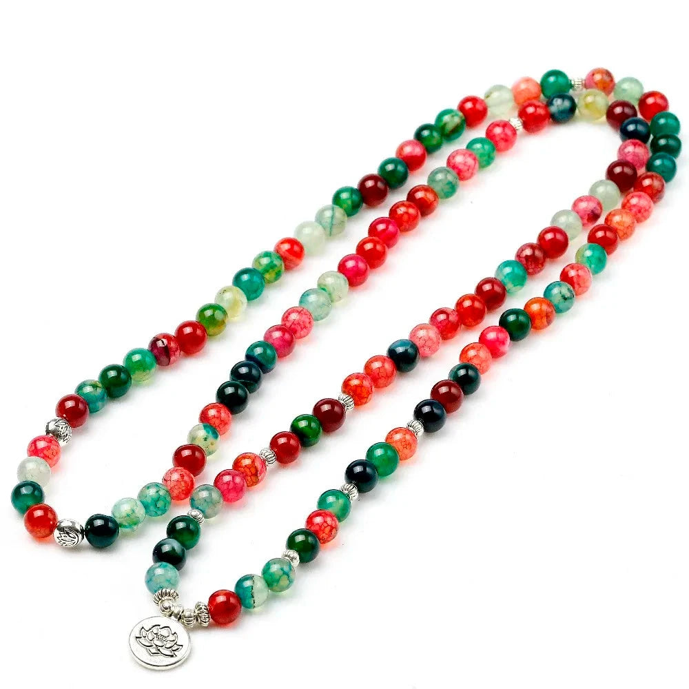 Artisan d'Asie Colliers Malas Collier Mala 108 Perles en Tourmaline Muticolore