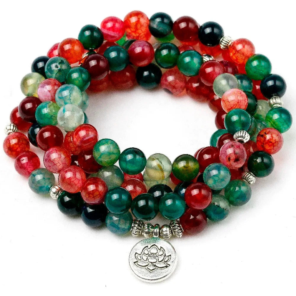 Artisan d'Asie Colliers Malas Collier Mala 108 Perles en Tourmaline Muticolore