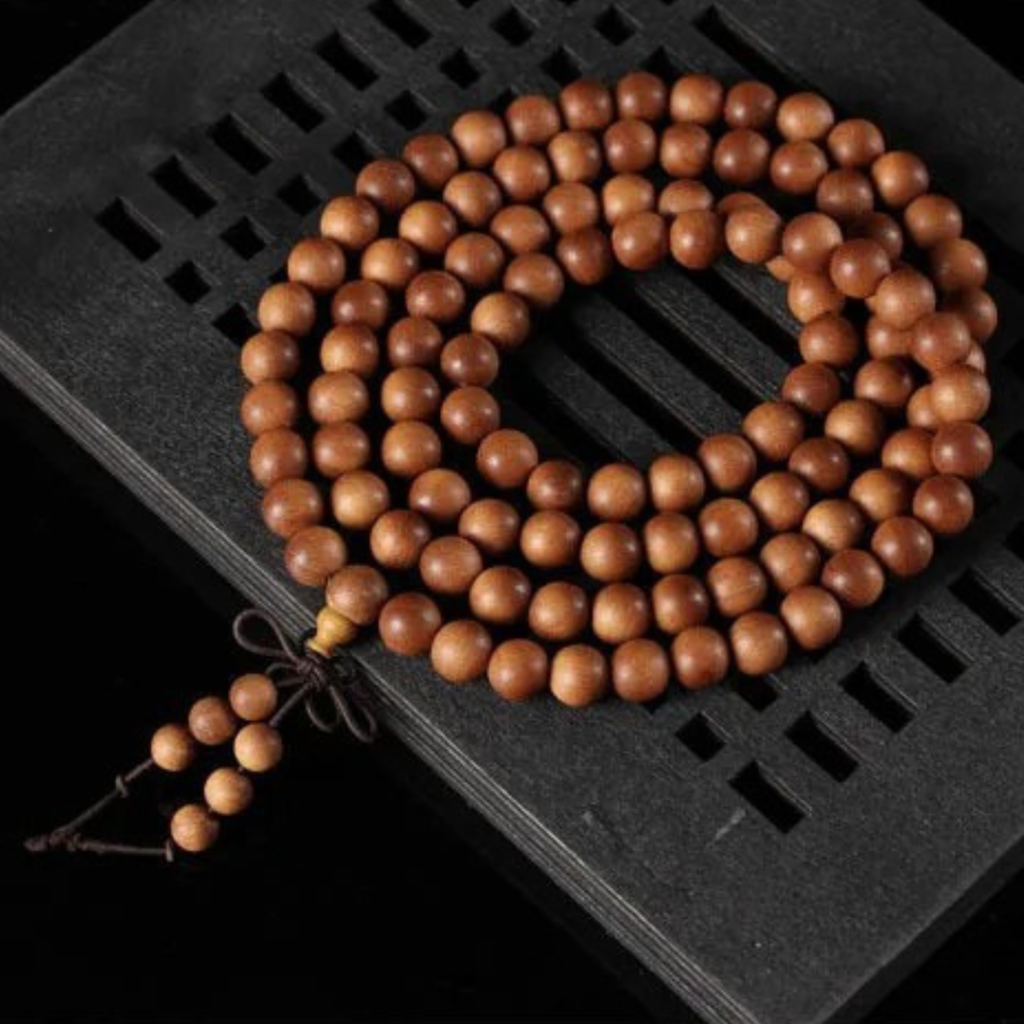 Artisan d'Asie Colliers Malas Collier mala en bois de santal brun premium