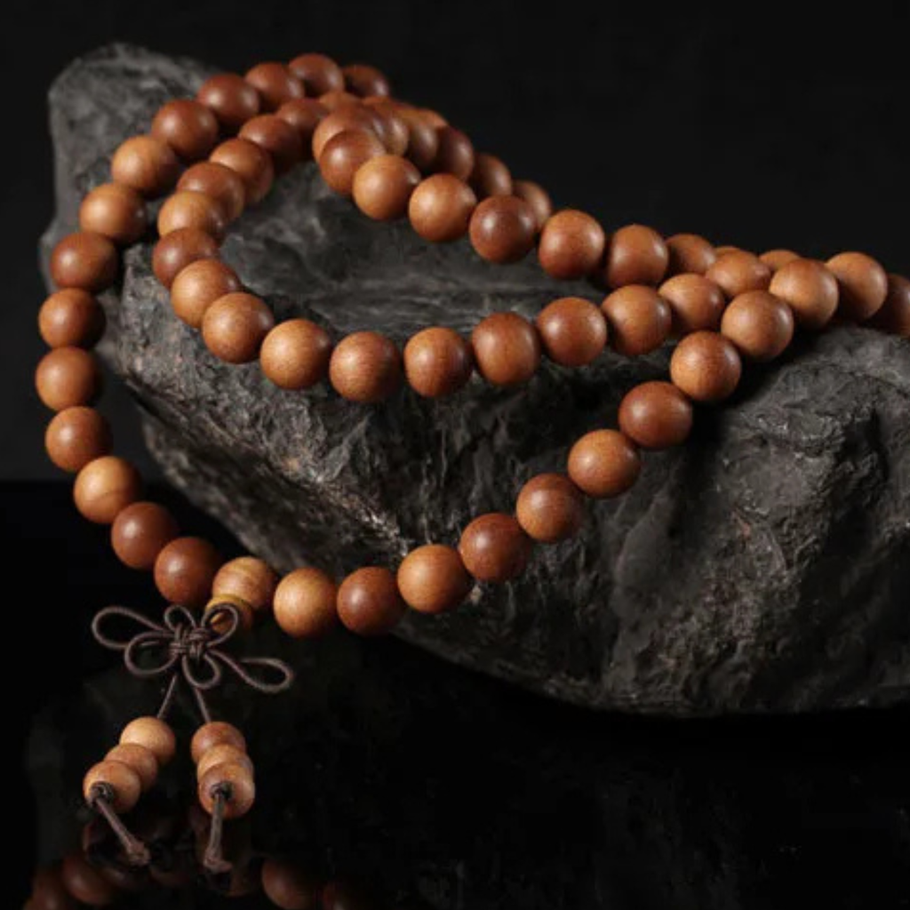 Artisan d'Asie Colliers Malas Collier mala en bois de santal brun premium