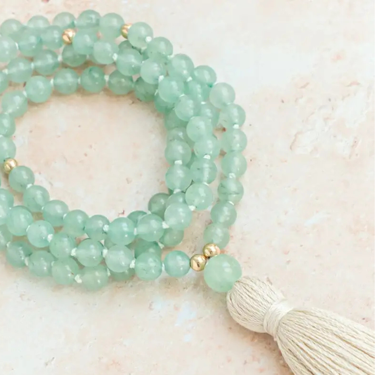 Artisan d'Asie Colliers Malas Collier mala en pierre d'aventurine