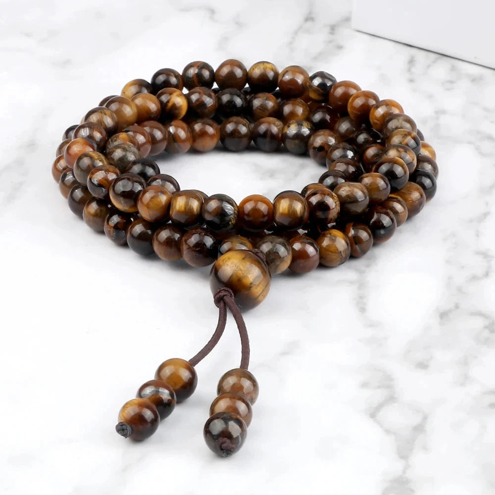 Artisan d'Asie collier mala œil de tigre jaune collier mala œil de tigre jaune