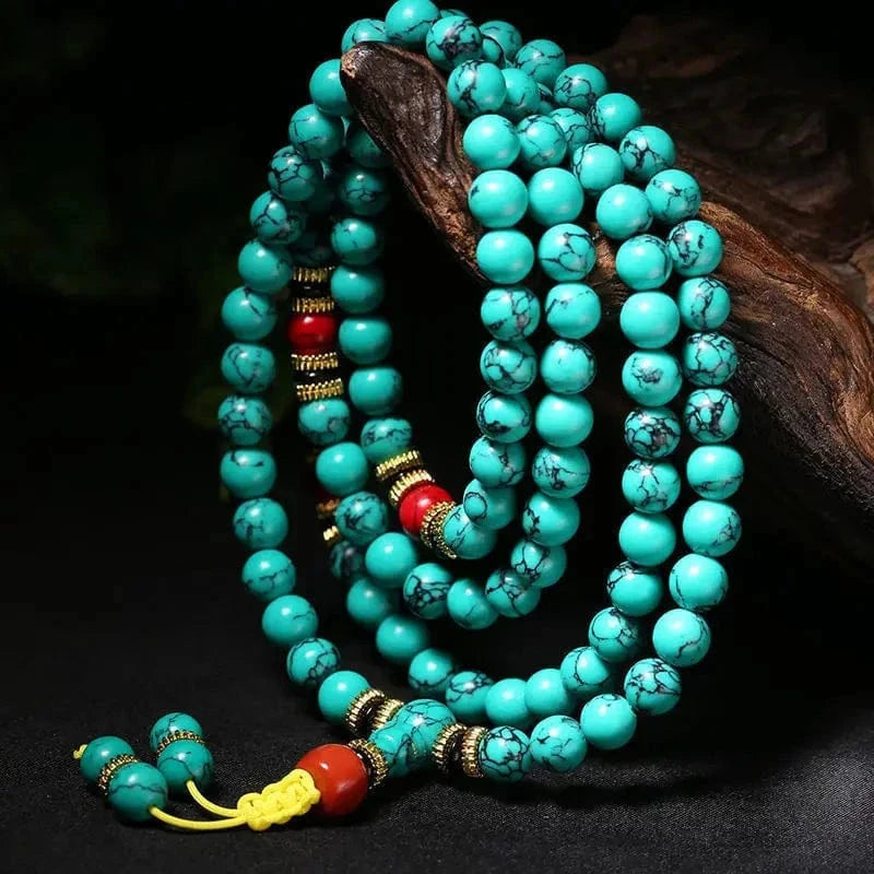 Artisan d'Asie Colliers Malas Collier mala en pierre de turquoise