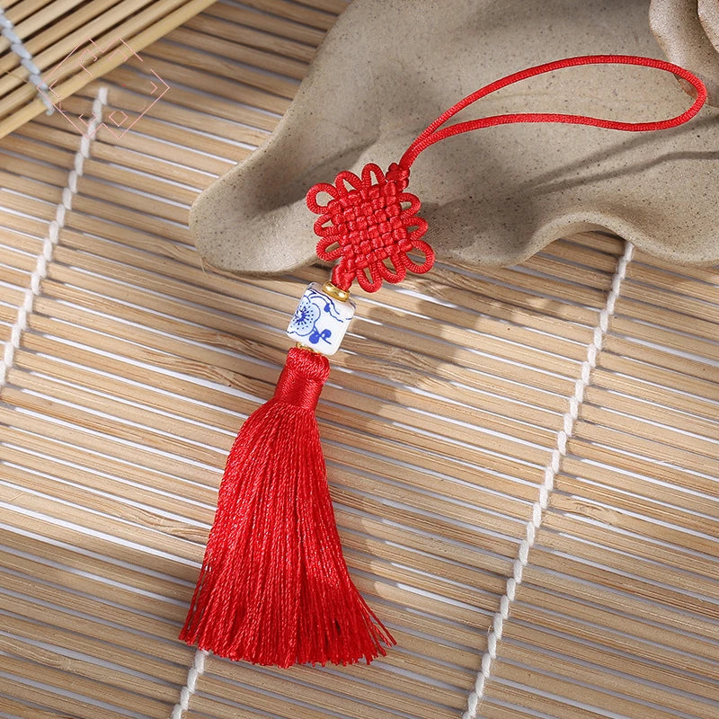 Artisan d'Asie Feng Shui Nœud sans fin en porcelaine Feng Shui chinoise