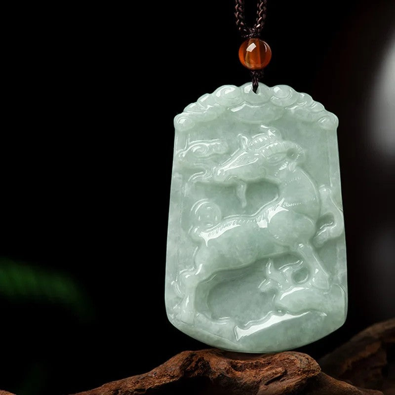 Artisan d'Asie Pendentifs & Amulettes Chèvre Pendentif Signes du Zodiaque en Jade du Myanmar