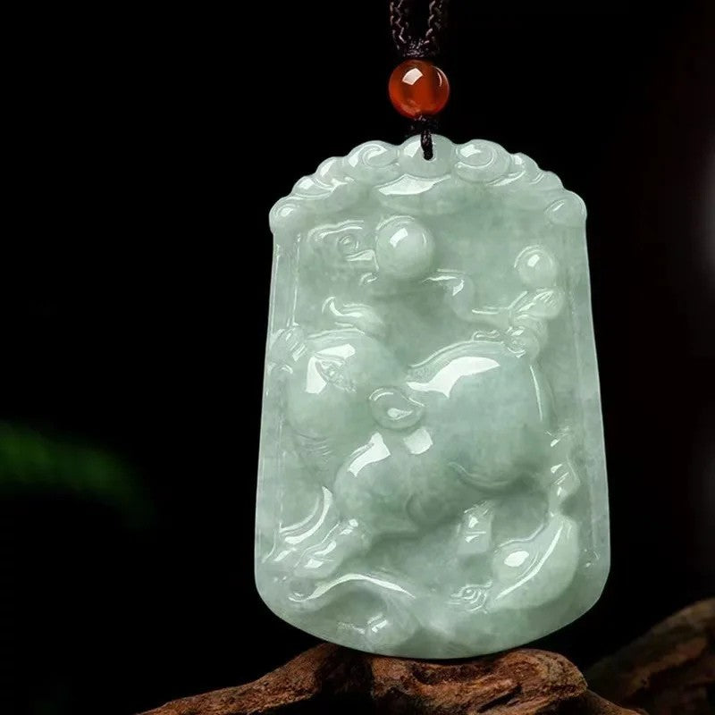 Artisan d'Asie Pendentifs & Amulettes Cochon Pendentif Signes du Zodiaque en Jade du Myanmar
