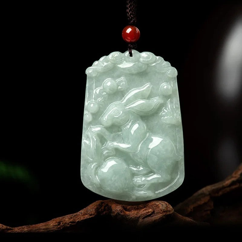 Artisan d'Asie Pendentifs & Amulettes Lapin Pendentif Signes du Zodiaque en Jade du Myanmar