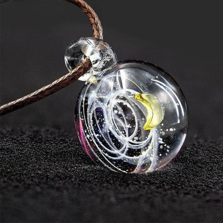 Artisan d'Asie Pendentifs & Amulettes Lune Pendentif Constellation en Verre Soufflé