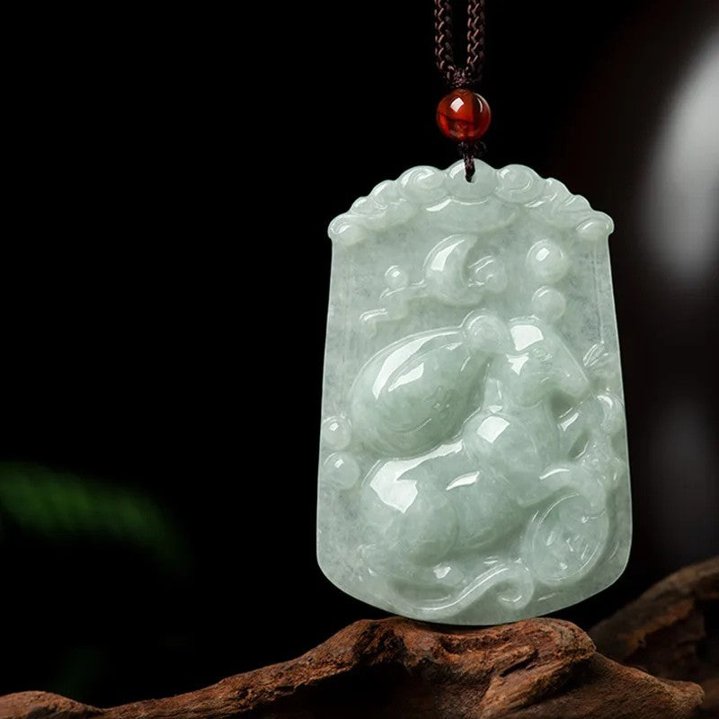 Artisan d'Asie Pendentifs & Amulettes Rat Pendentif Signes du Zodiaque en Jade du Myanmar