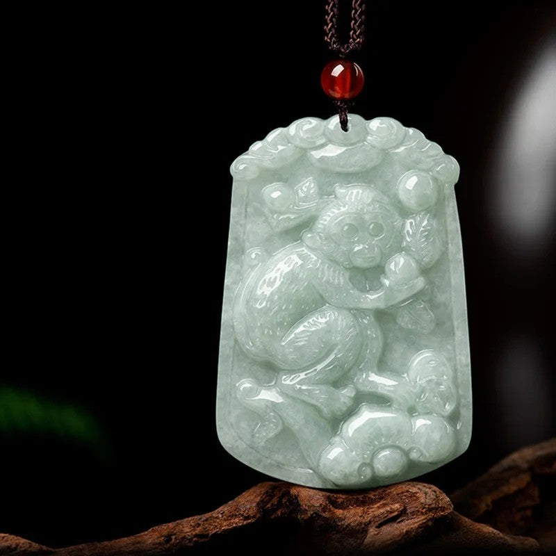 Artisan d'Asie Pendentifs & Amulettes Singe Pendentif Signes du Zodiaque en Jade du Myanmar