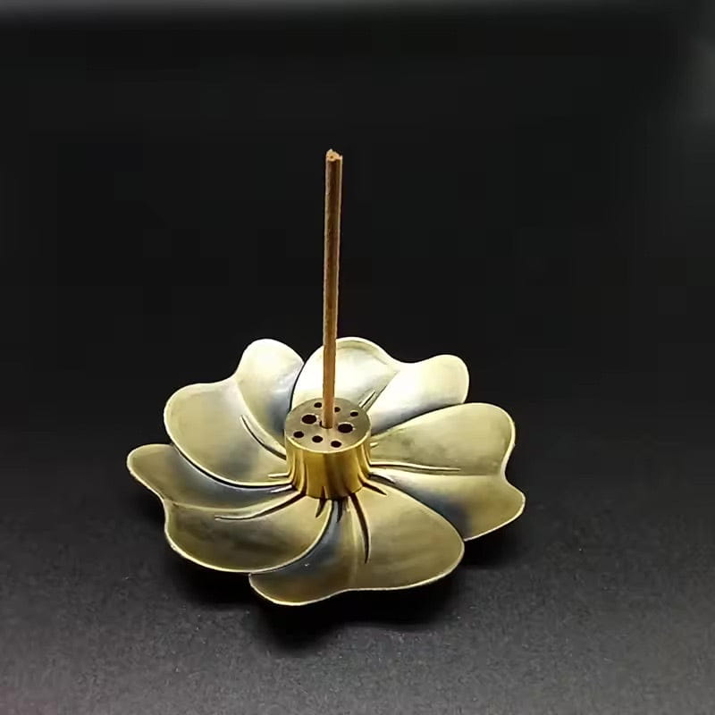 Artisan d'Asie Portes Encens Jaune / Modèle 4 Porte Encens Lotus en Métal – Élégance et Sérénité